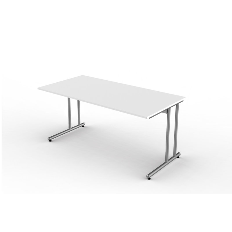 Folkestone Metal Base Writing Desk, White, 75cm H x 160cm W x 80cm D