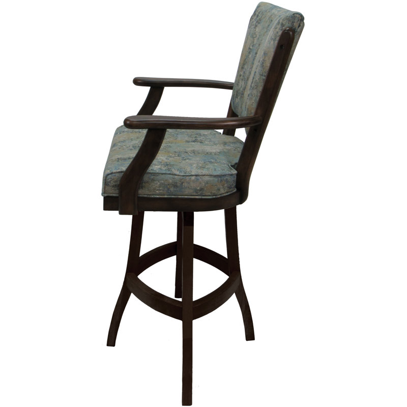 Irminger Classic Swivel Wood Extra Tall Stool, Bar Stool (30" Seat Height), Blue Polyester Blend/Brown Frame