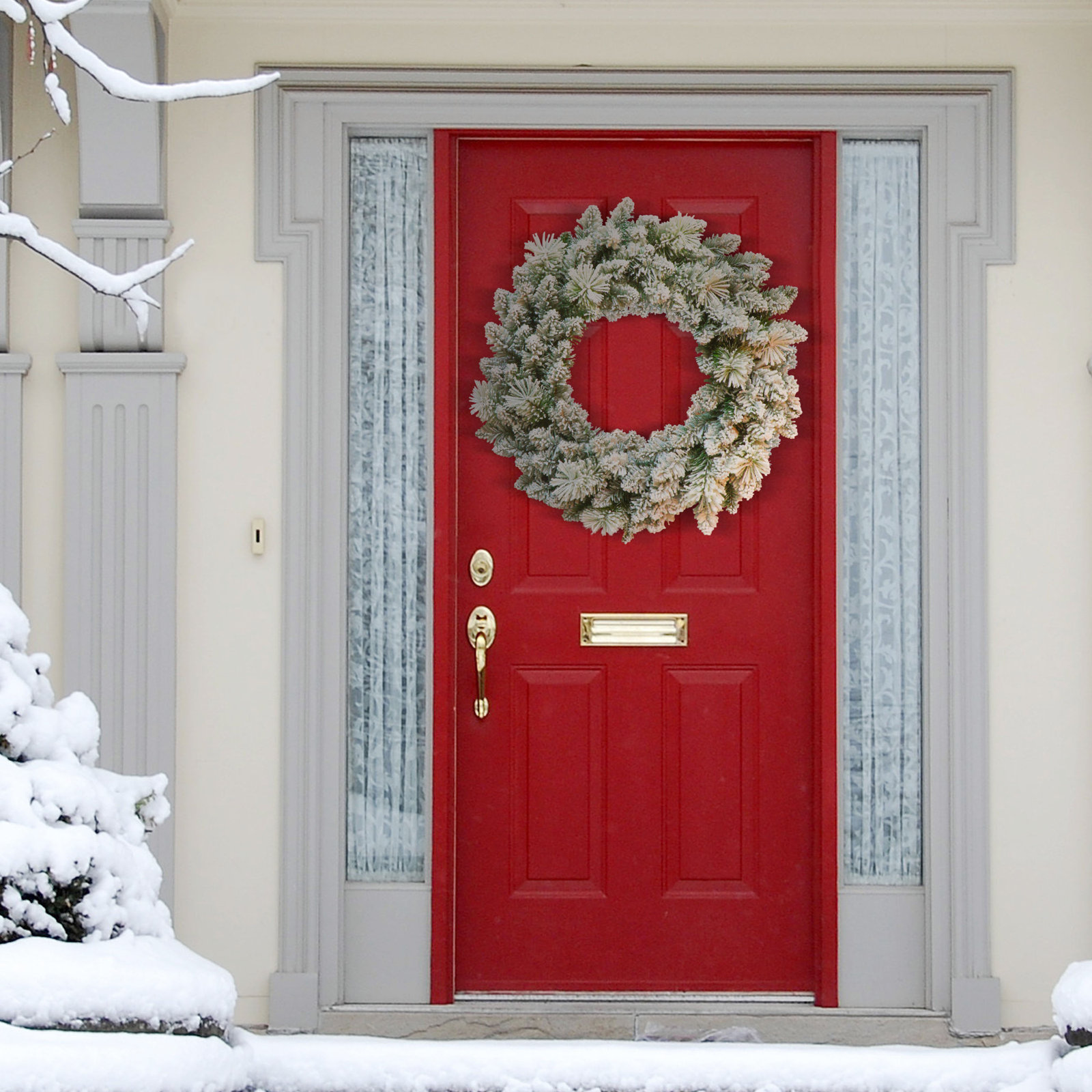 24'' Faux Pine Lighted Polyester Wreath