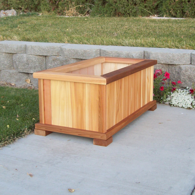 Bunceton Handmade Wood Planter Box, Cedar Stain, 17" H x 41" W x 21" D