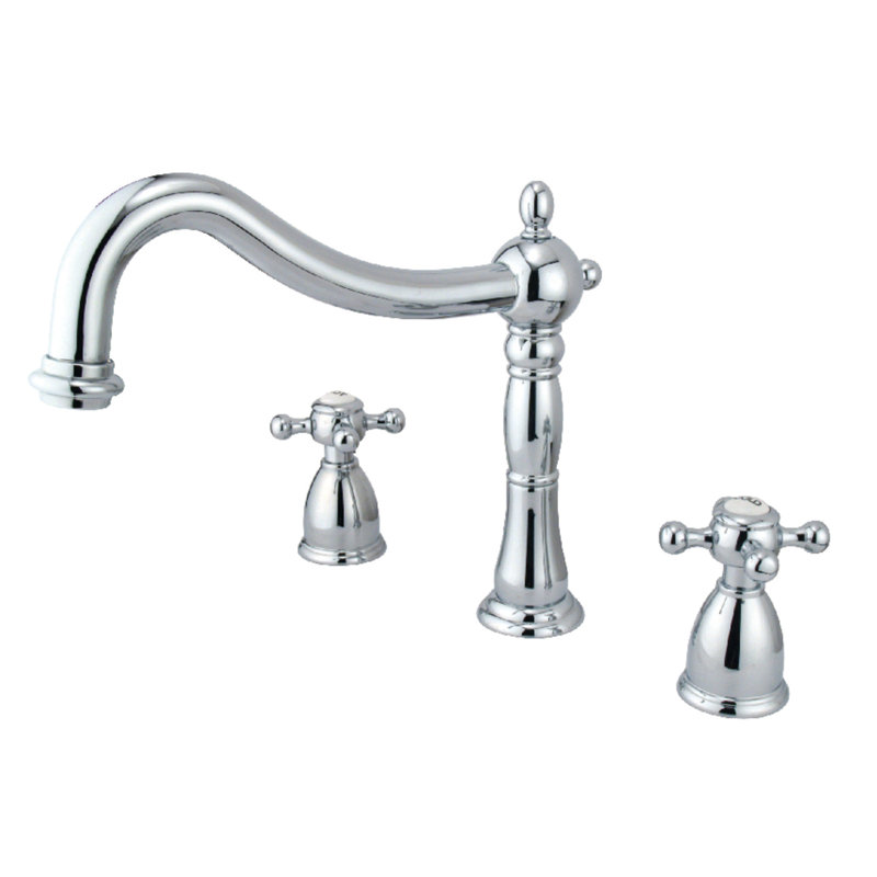 Kingston Brass Metropolitan Two-Handle 3-Hole Deck Mount Roman Tub Faucet, Polished Chrome