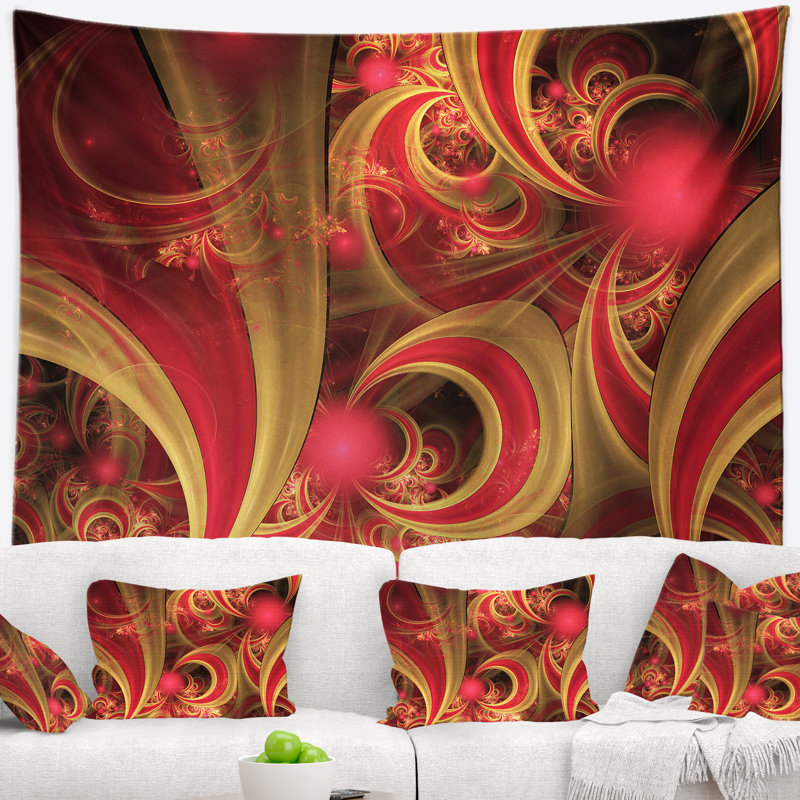 Tapisserie à motif fractal rose floral, H 32 po x l 39 po