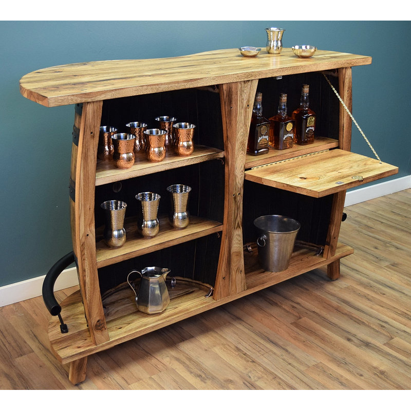 Arrisson 60'' Rustic Solid Wood Home Bar with Shelving