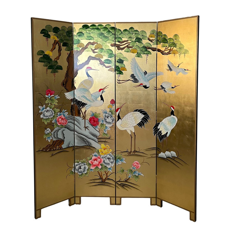 Apollonia Gold Leaf 4 Panel Room Divider