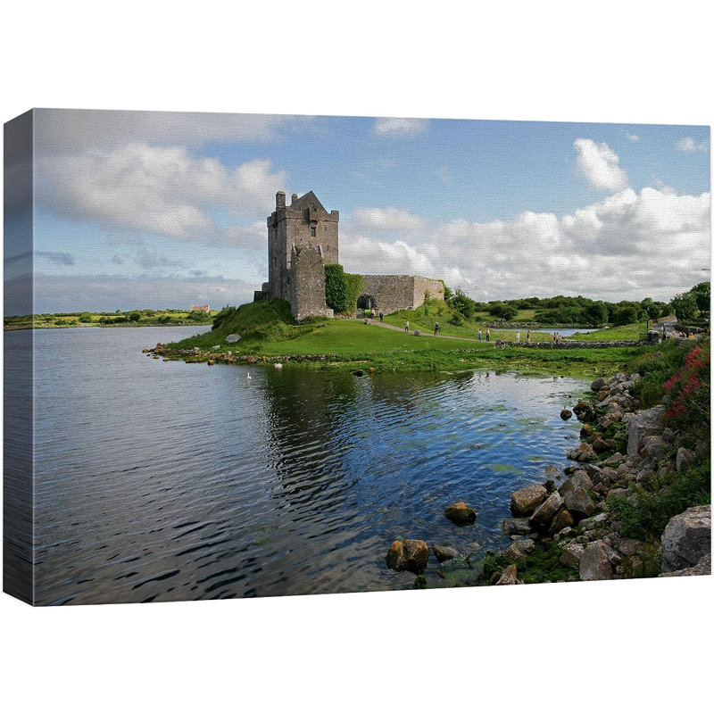 Nature, paysage, vue du château de Dunguaire à Galway, en Irlande, sur toile, H 32 po x l 48 po x P 1,5 po