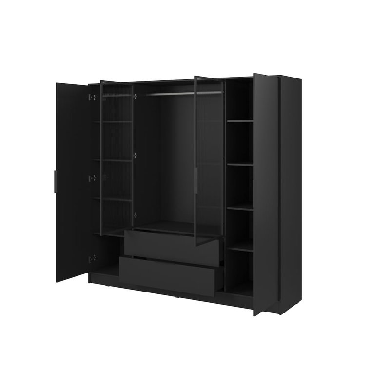 Cayslee 2 Door Manufactured Wood Wardrobe, Black