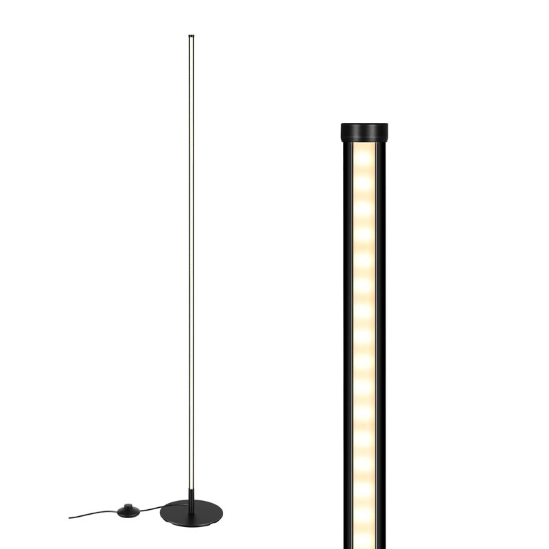 LED Corner Floor Lamp, Dimmable Standing Lamp For Living Room, Bedroom, Office, Minimalist Design, Warm White Light