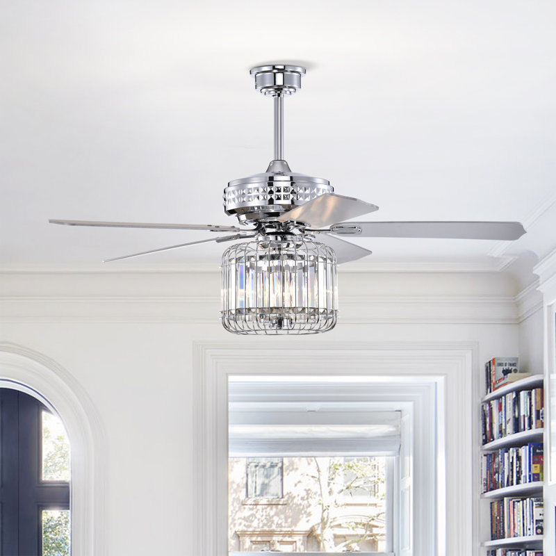 Ventilateur de plafond 52 po à 5 pales en cristal DEL avec télécommande et ensemble d'éclairage inclus