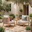 Chaises longues de patio modernes, ensemble de cordes en bois d'acacia pour porche et jardin