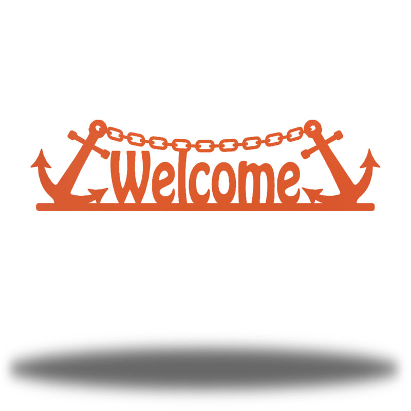Décoration murale Welcome Anchor, H 3 po x l 12 po x P 0,01 po, Corail
