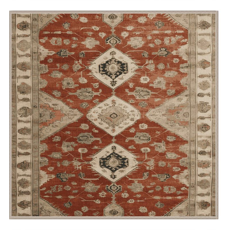 Tapis beige surteint lavable à la machine, Carré 6 pi