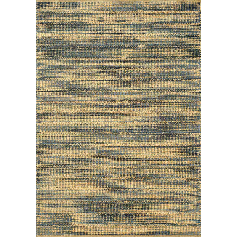 Tapis rayé naturel / bleu Robert-Junior, Rectangle 5 pi x 8 pi