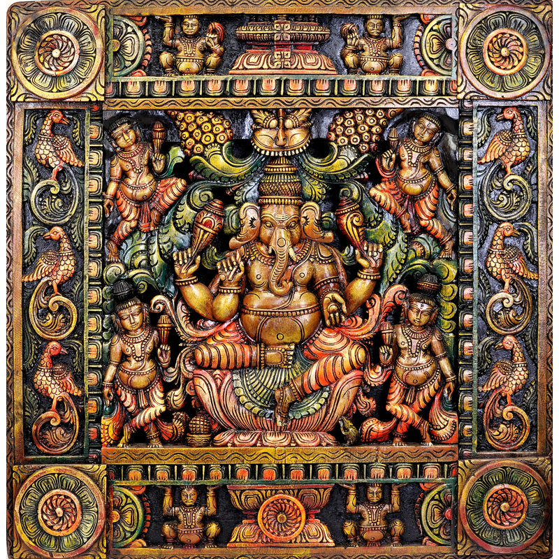 Panneau mural sculpté 36 po Ganesha