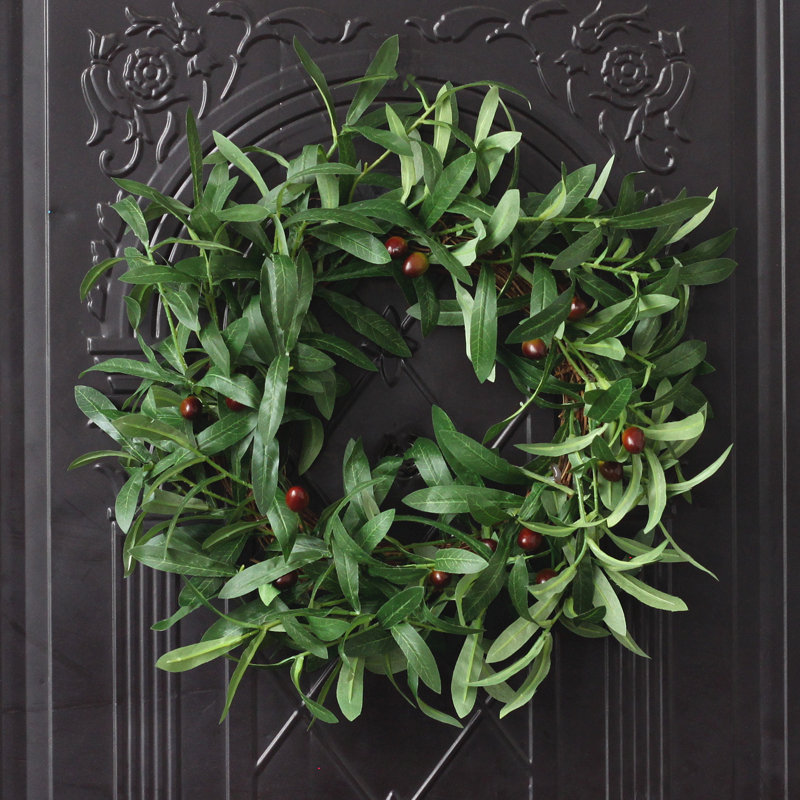 Couronne verte en simili olive faite à la main 16 po 16 po