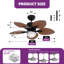  Ventilateur de plafond tropical à 5 pales 44 "avec lumières et télécommande-307351186