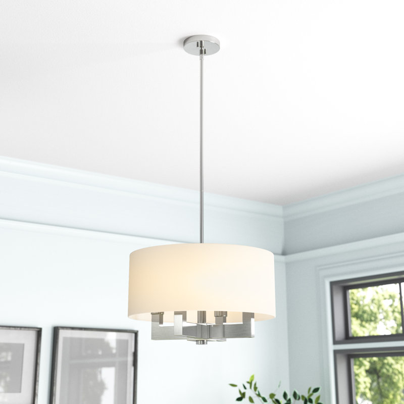 Lustre cylindrique à 4 lumières Litzy, Nickel brossé