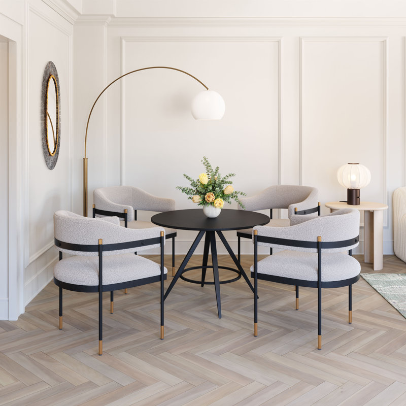 Kosumo Black Round MDF and Steel Dining Table