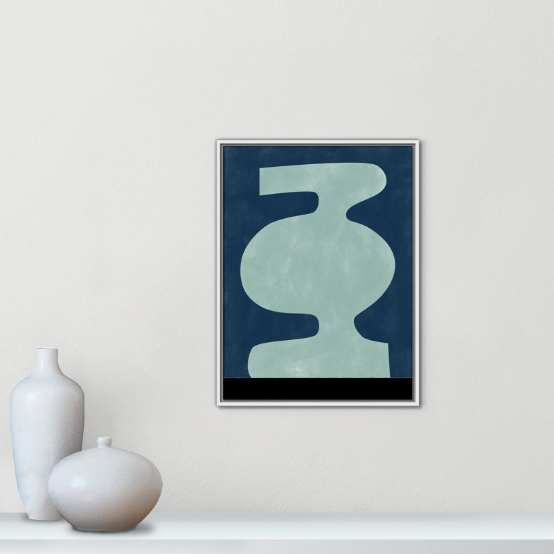 Impression abstraite de silhouette de vase par Ristova, Toile avec cadre, Flotteur blanc, L 19,5 po x H 25,5 po
