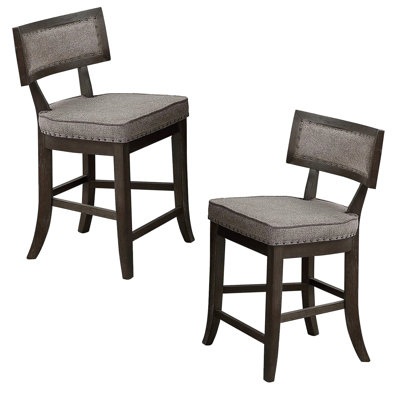 Upholstered Counter Stool with Solid Wood Frame