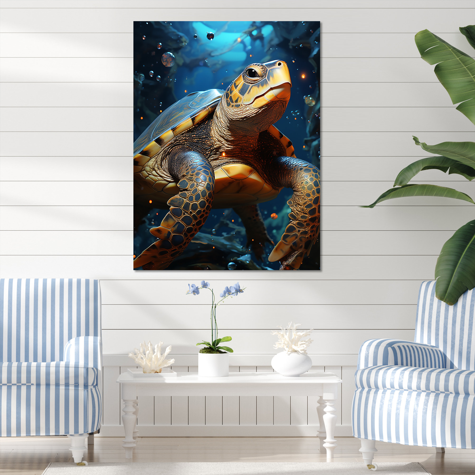 Bay Isle Home™ Turtle With Starry Night Sky Above I - Turtle Animal ...