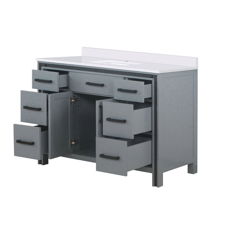 Meuble-lavabo avec plateau en marbre de culture, Gris foncé
