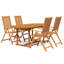 Jambrina 4 - Person Acacia Solid Wood Patio Dining Set Extendable and Umbrella Hole Included Oval Table-527569593