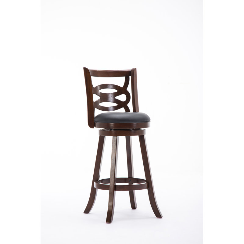 Hegg Swivel Upholstered Counter Stool with Solid Wood Frame, Cappuccino, Counter Stool (24" Seat Height)