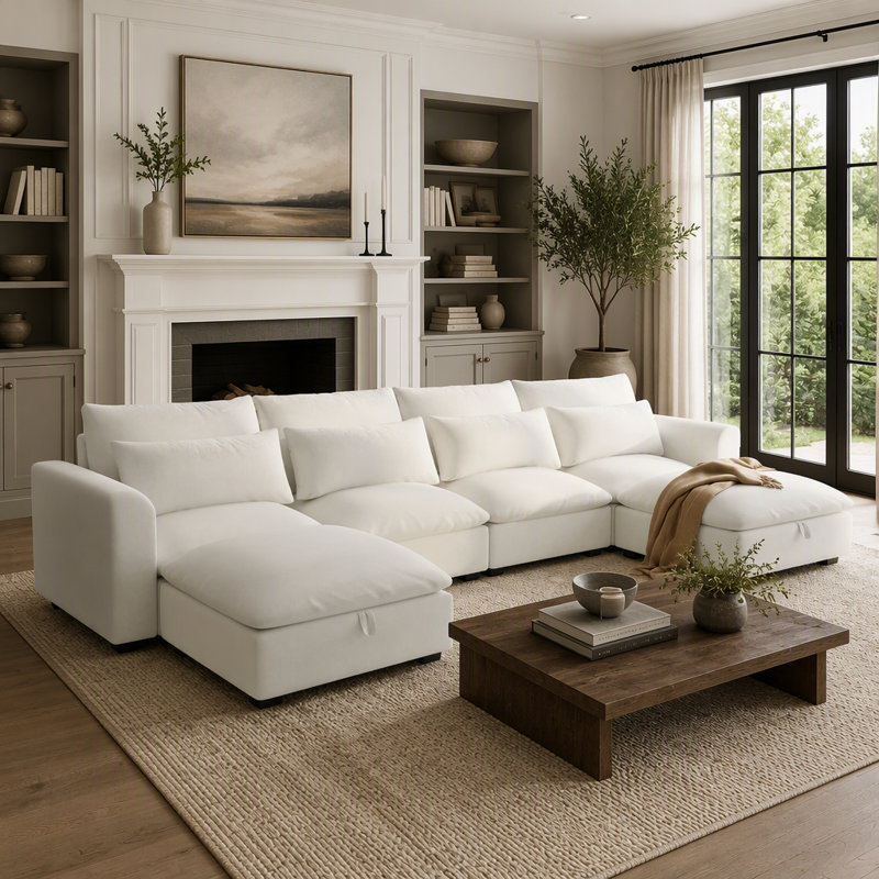 Edgware Upholstered 111 " Sectional, Beige