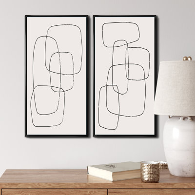 «Abstract Geometric Minimalistic Line I», ensemble de 2 peintures