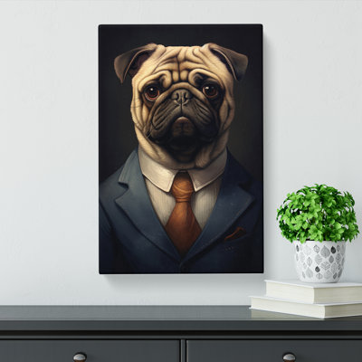 Pug in a Suit Painting No.2 - Wrapped Canvas