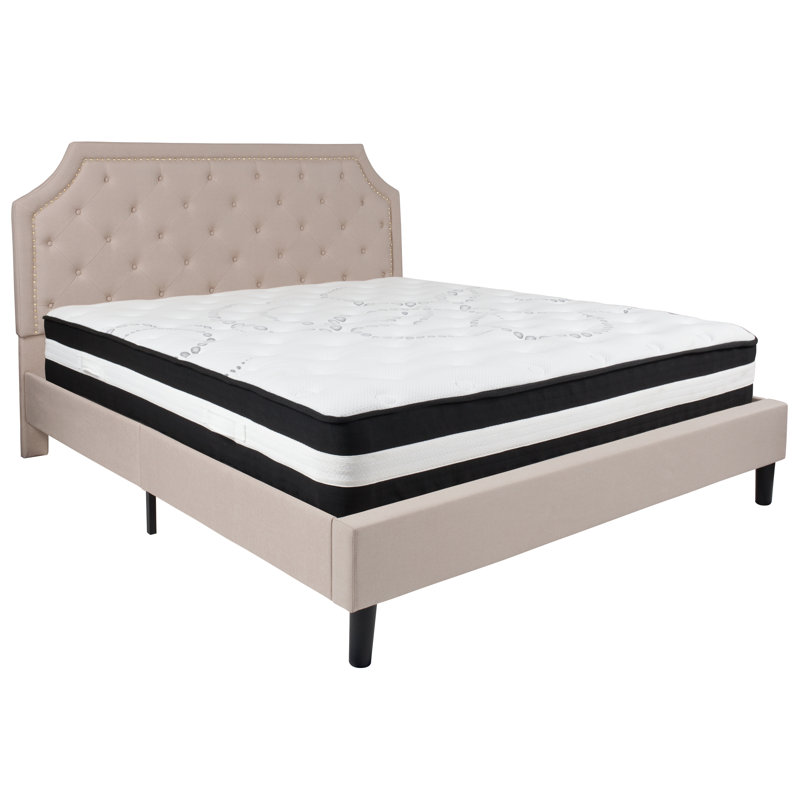 Matelas arqué et capitonné Aluino, Beige, Très grand