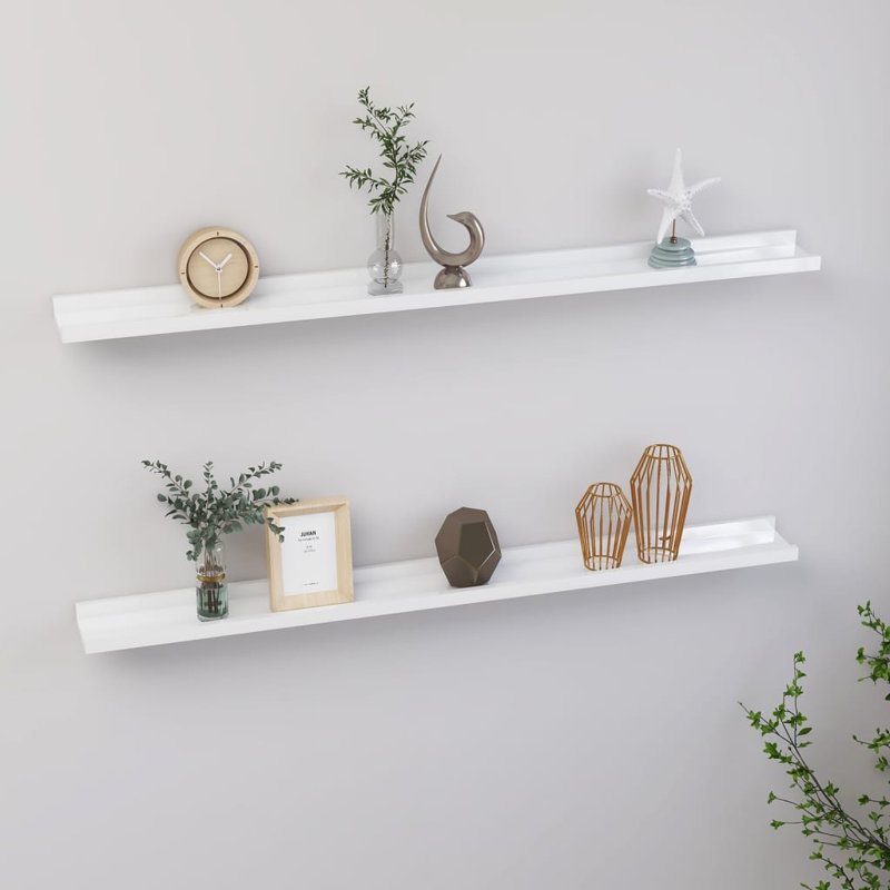 Gracelan 2 Piece Picture Ledge Wall Shelf, 3 cm H x 100 cm W x 9 cm D, High Gloss White