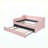 Pink Full Size Upholstered Convertible Daybed with Tufted Backrest, Trundle, and Storage-129412853