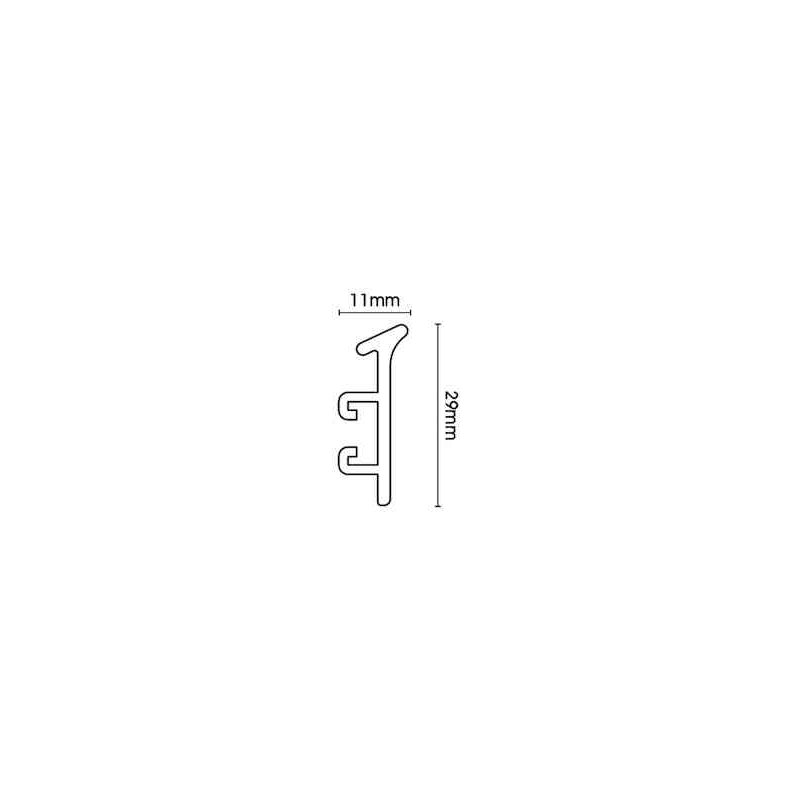 White Plastic / Acrylic Curtain Track, 2.90cm H x 125cm W x 2.60cm D