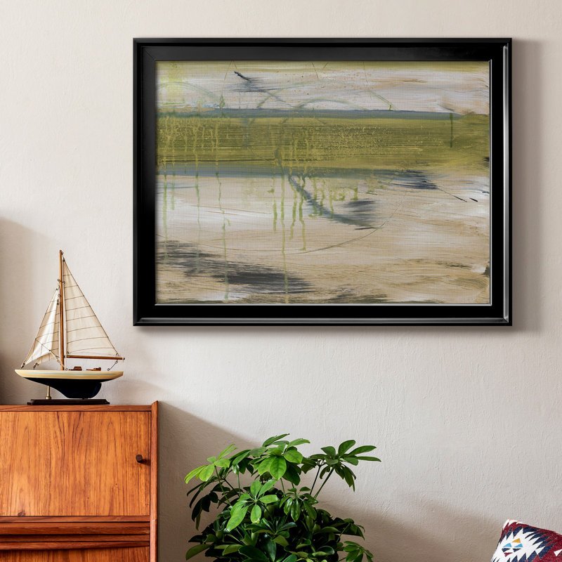 Aquatic Reflections I - Single Picture Frame Painting, Black, 26.5" W  x 36.5" H  x  1" D, No Mat
