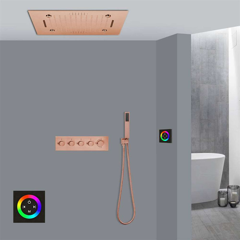 Système de douche thermostatique encastré au plafond avec panneau tactile et contrôle tactile Teramo