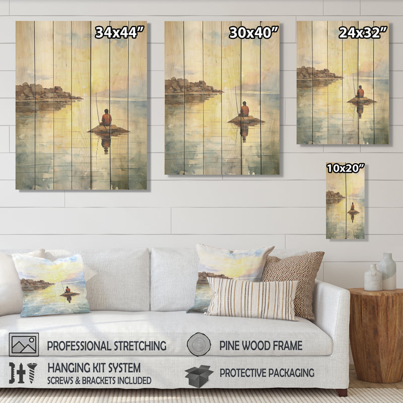 Meditation Serenity By The Sea III - Méditation sur bois, H 20 po x l 10 po