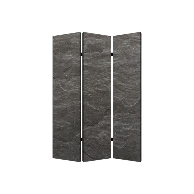 Cloison 72 pouces à trois panneaux pliables en toile grise, 3, 72" H x 48" W x 1" D