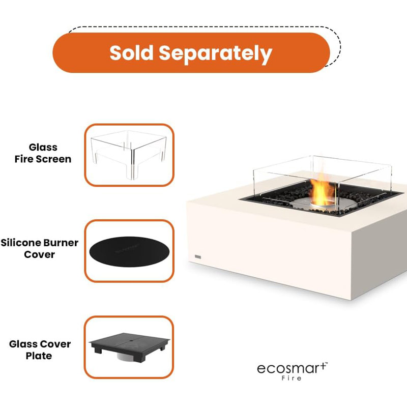 Ecosmart - Base 40, Fire Pit Tables, Bone, Gas Lp/ng Stainless Steel Burner - Esf.o.bas.40.bo.g
