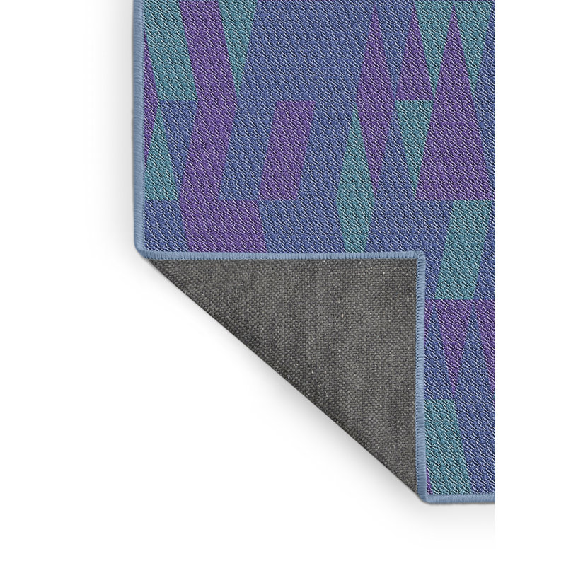Tapis bleu/indigo à motifs, Rectangle 2 pi x 4 pi