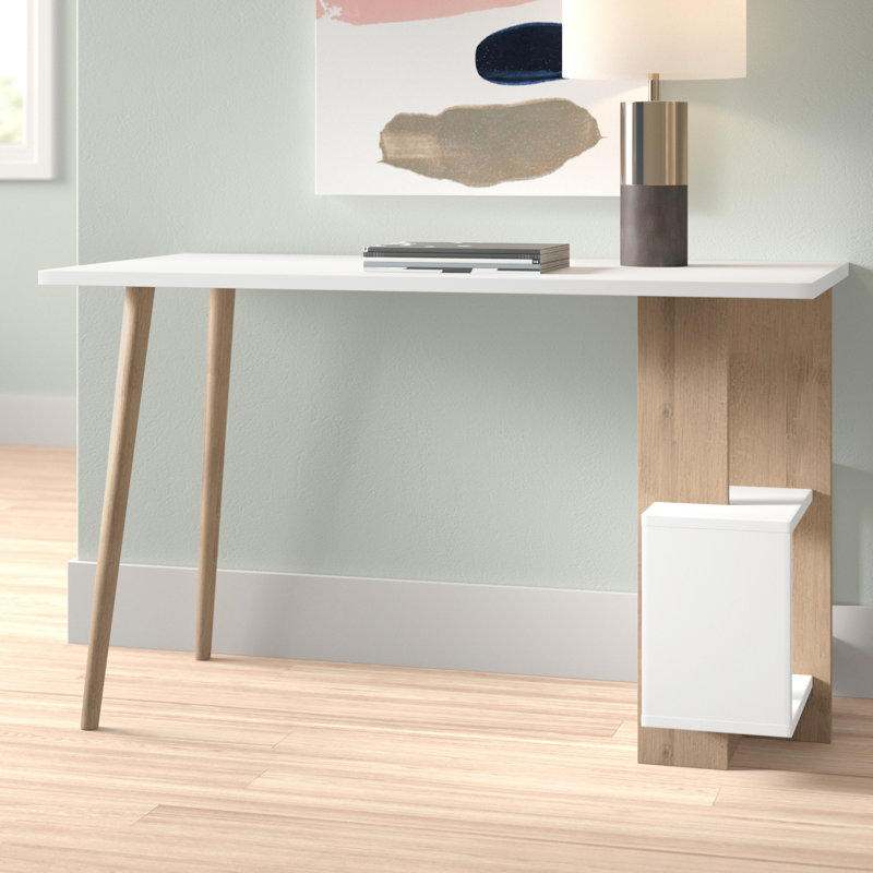 Truman Writing Desk, White, Oak/White