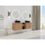 Meuble-lavabo mural 60 po avec lavabo d'art en céramique et 1 tablette de rangement, porte à fermeture en douceur, emballage KD, contreplaqué