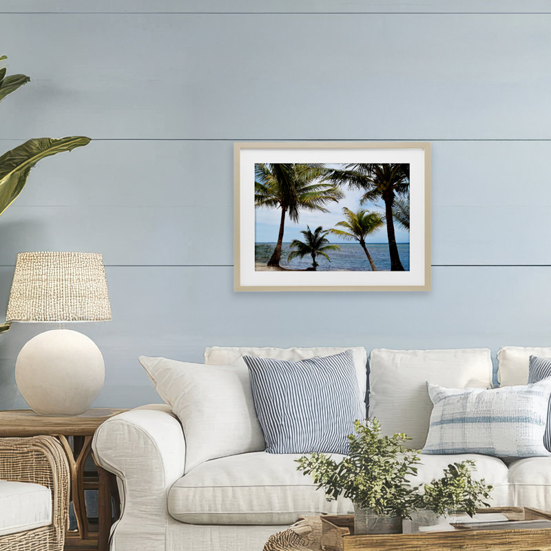 «Honduras Daytime Palms», reproduction d'art sous verre encadrée par Natalie Carpentieri, H 17 po x l 23 po
