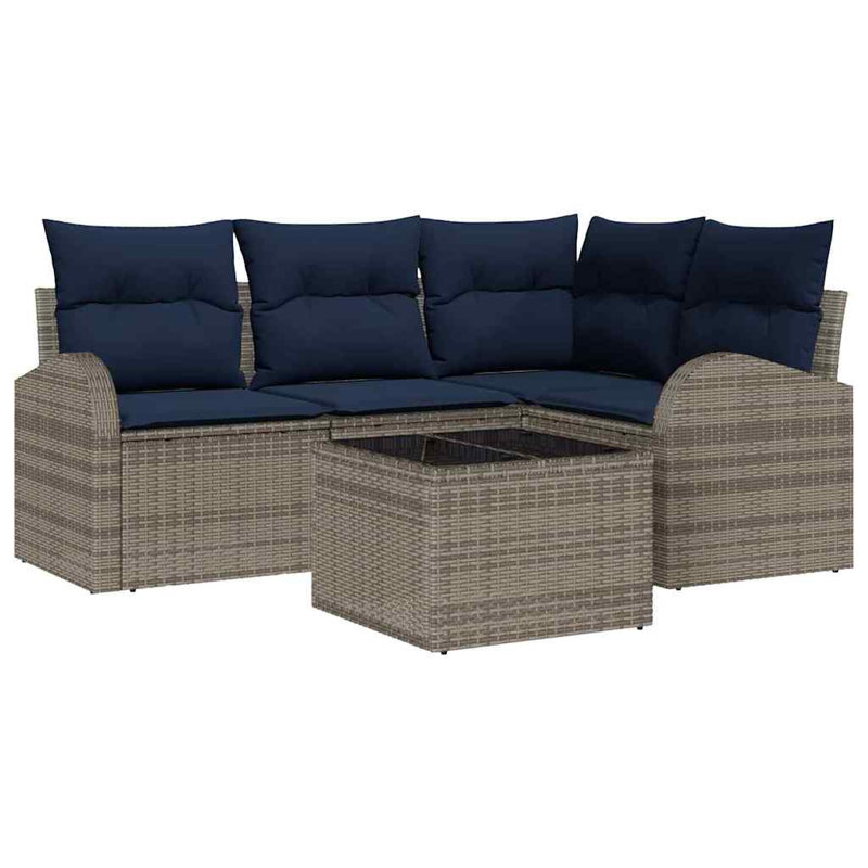 Ensemble de canapé de jardin vidaXL, Coussin bleu marine / structure grise