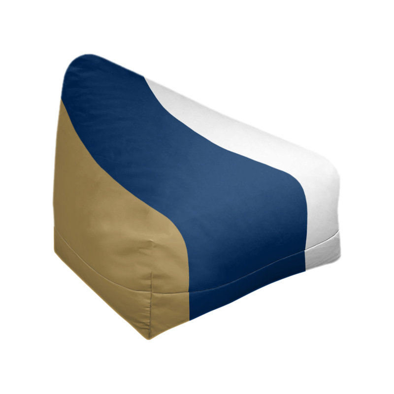 Bean Bag Chair & Lounger, Gold/Navy Blue/White, 27" x 27" x 30"