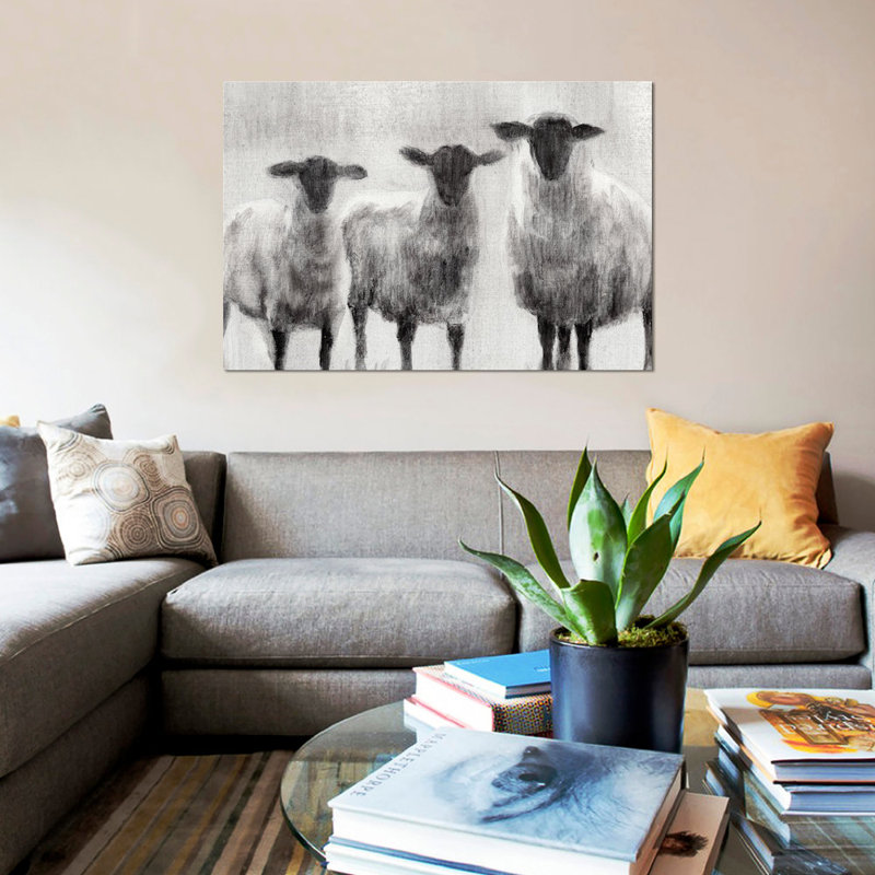 «Sheep I», reproduction sur toile, H 26 po x l 40 po x P 1,5 po, Pas de tapis, Toile tendue