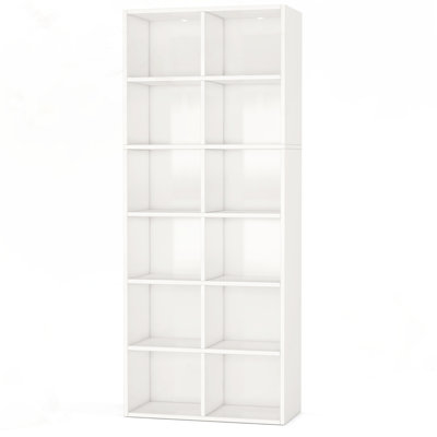 Narrow 12-Cube Modern Vertical Or Horizontal Bookcase Storage