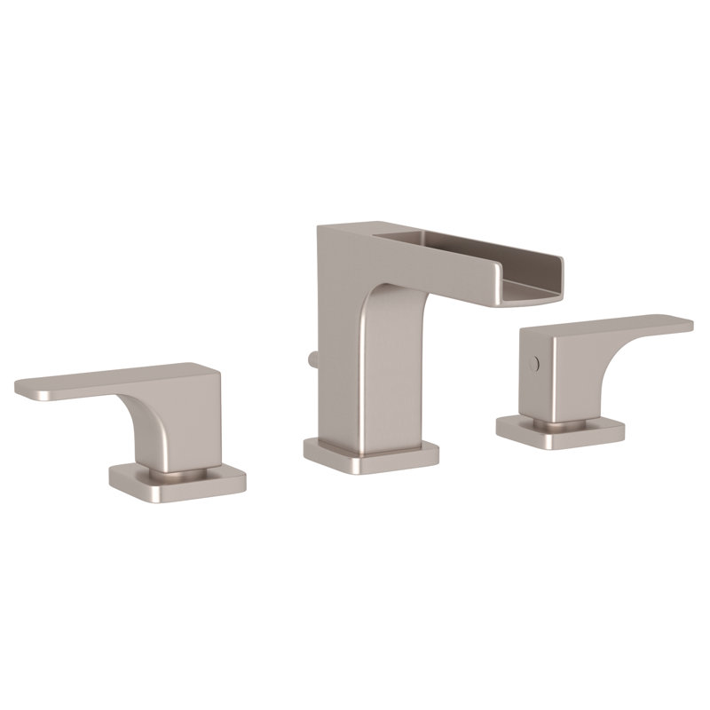 Quartile Widespread Lavatory Faucet With Trough, Nickel satiné
