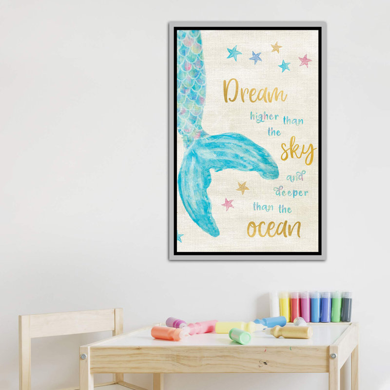 Art de rêve sirène, Toile avec cadre argenté, H 40 po x l 26 po x P 1,5 po