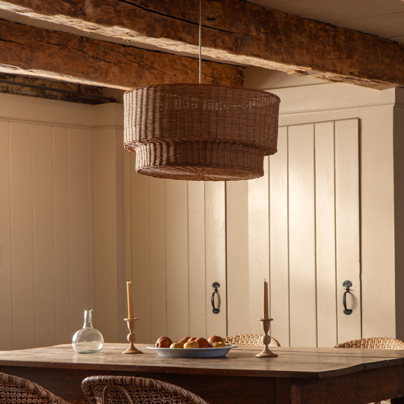 Cocktail Two-Tier Wicker Pendant